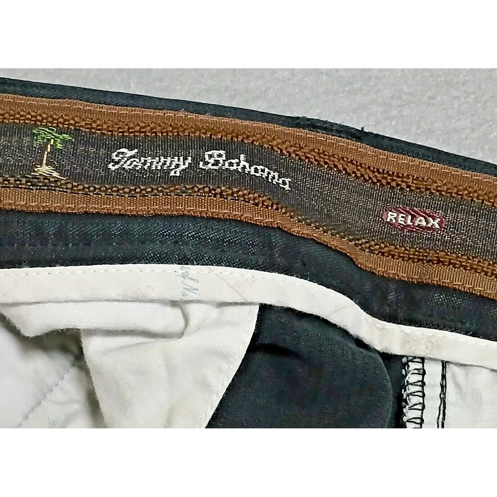 Tommy Bahama Relax 100% Silk Men's 34x28 Black Pleated Chino Pants Preppy Casual